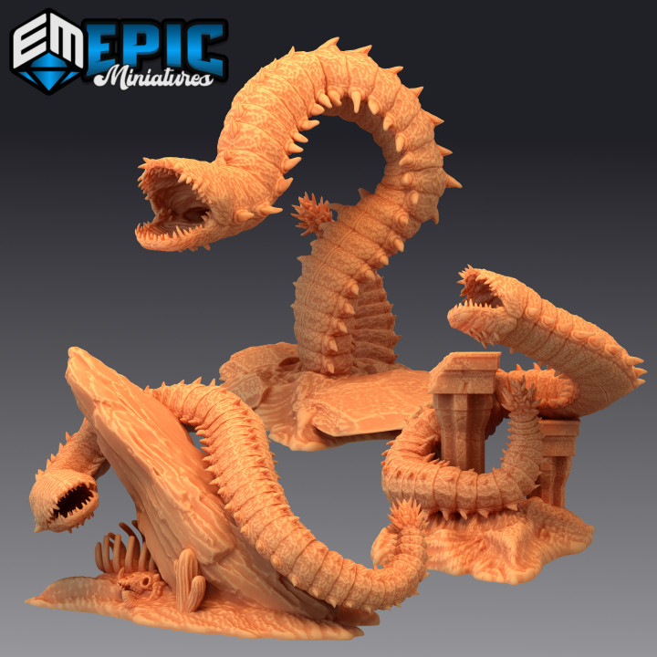 Purple Worm Set / Giant Spiked Desert Creeper / Desert Sandworm / Cave Crawler image