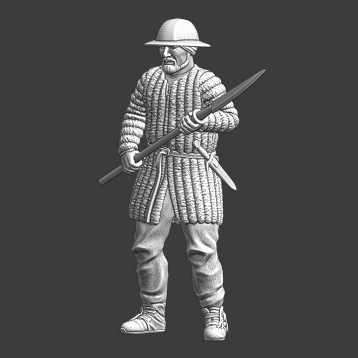 Medieval infantry with pole weapon