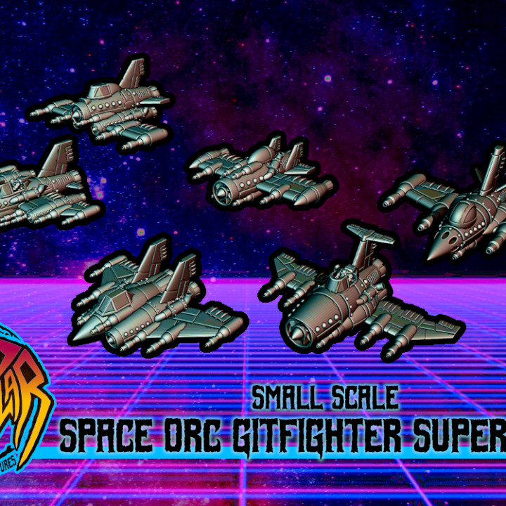 Retro Space Orc Gitfighter Superjets (8-10mm scale)