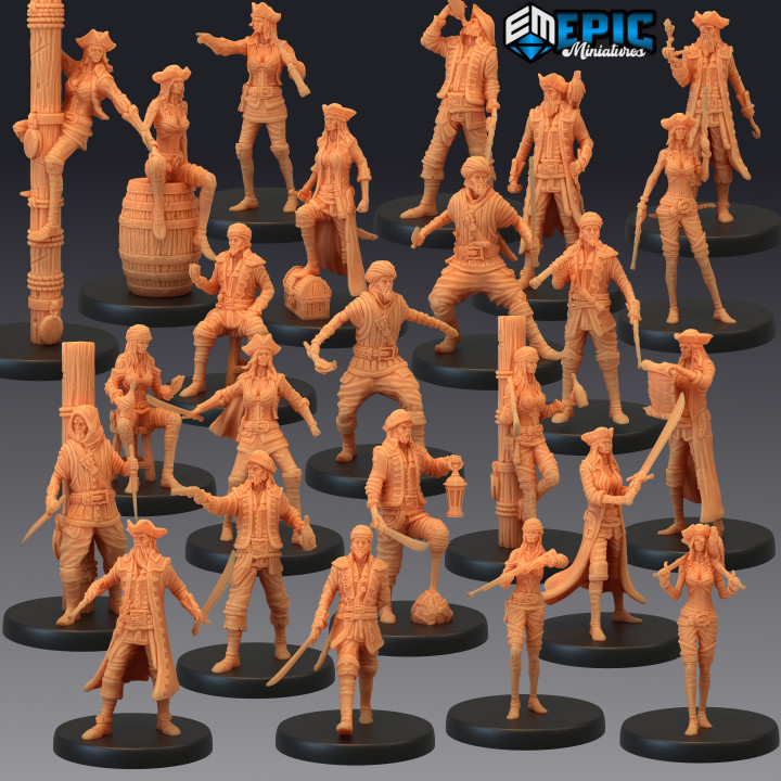 Pirates Voyage Set / Corsair Crew & Ship Collection / Pre-Supported image