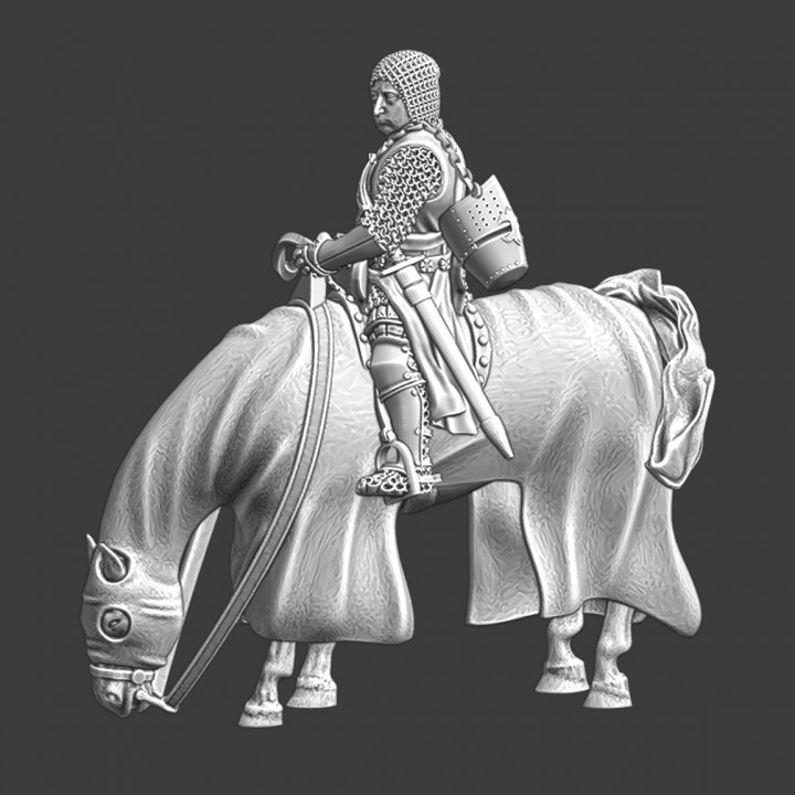 Medieval mounted knight with warhammer image