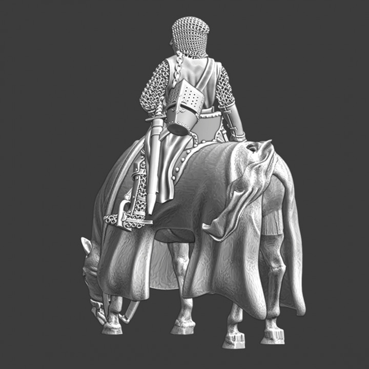 Medieval mounted knight with warhammer image