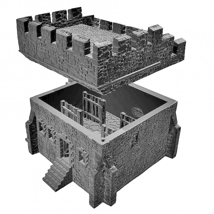 modular medieval Fortress with wooden parts - OPENLOCK (STL File) image