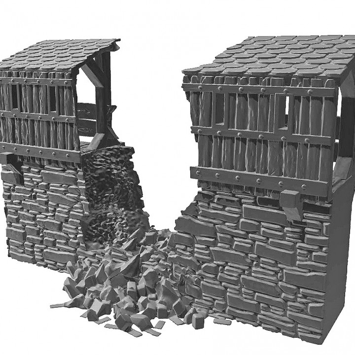 modular medieval Fortress with wooden parts - OPENLOCK (STL File) image