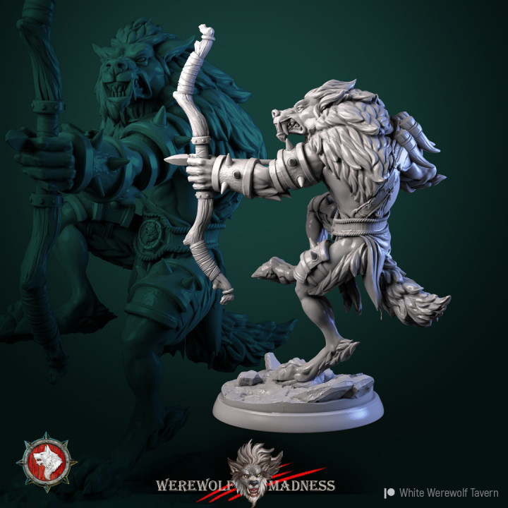 Werewolves warriors male set 6 miniatures 32mm pre-supported image