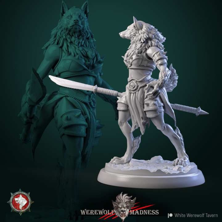 Werewolves warriors female set 6 miniatures 32mm pre-supported