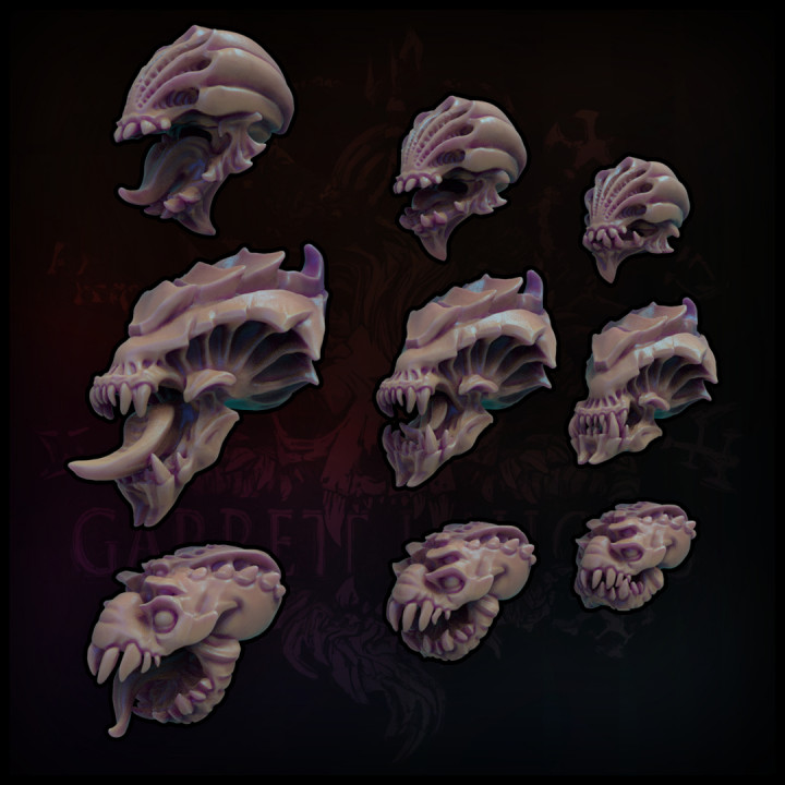 Kitbash Alien Heads (V.1) 3 heads w/ 3 variants = 9 total! image