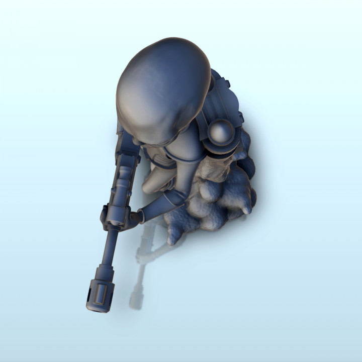 Alien soldier with assault rifle and jet-pack (13) (+ pre-supported version & rounded base) - SF Warhordes ET extraterrest Confrontation