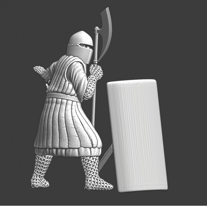 Medieval Crusader knight behind shield image