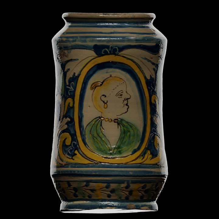 Drug-jar in maiolica, wife image