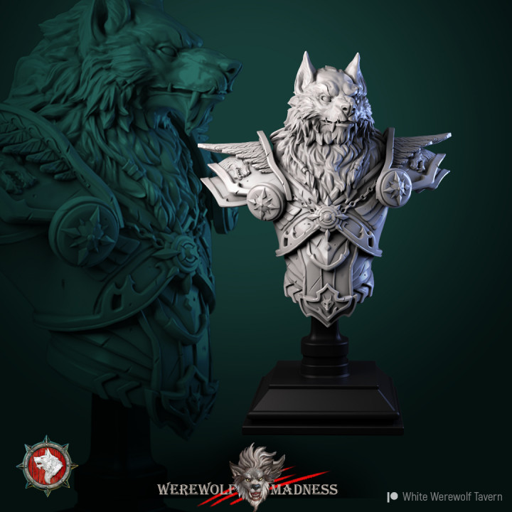 White Werewolf bust pre-supported image
