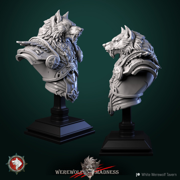 White Werewolf bust pre-supported image