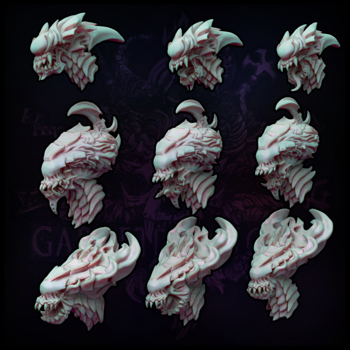 Kitbash Alien Heads (V.2) 3 heads w/ 3 variants = 9 total! image