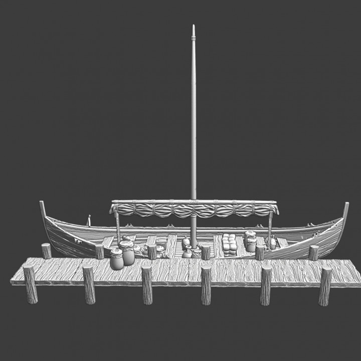 Medieval Scandinavian crusader ship - at pier image