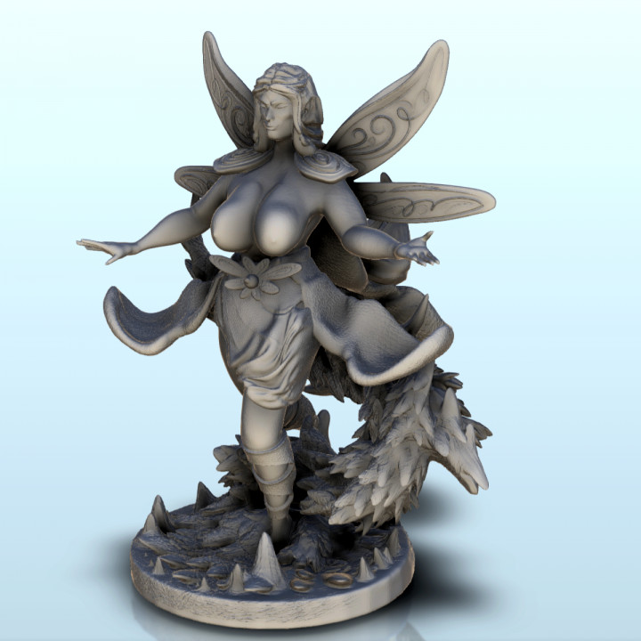 Four winged fairy running with flower dress (nsfw version) (2) - miniatures erotica woman figure image