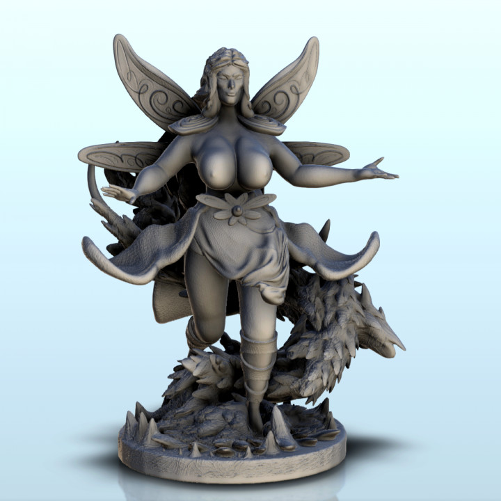 Four winged fairy running with flower dress (nsfw version) (2) - miniatures erotica woman figure image