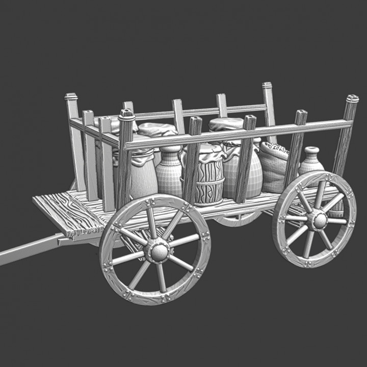 Medieval supply wagon - honey, fish & grain