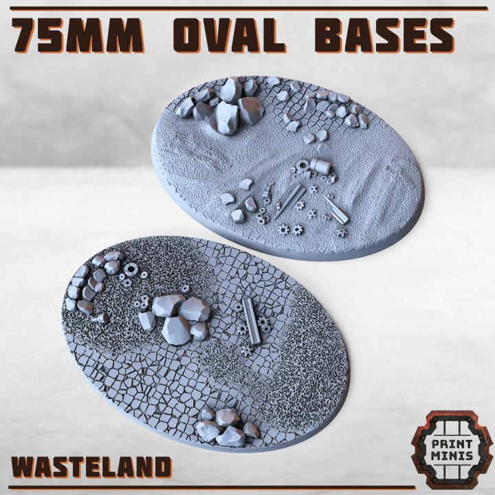 75mm Oval Wasteland Base x2