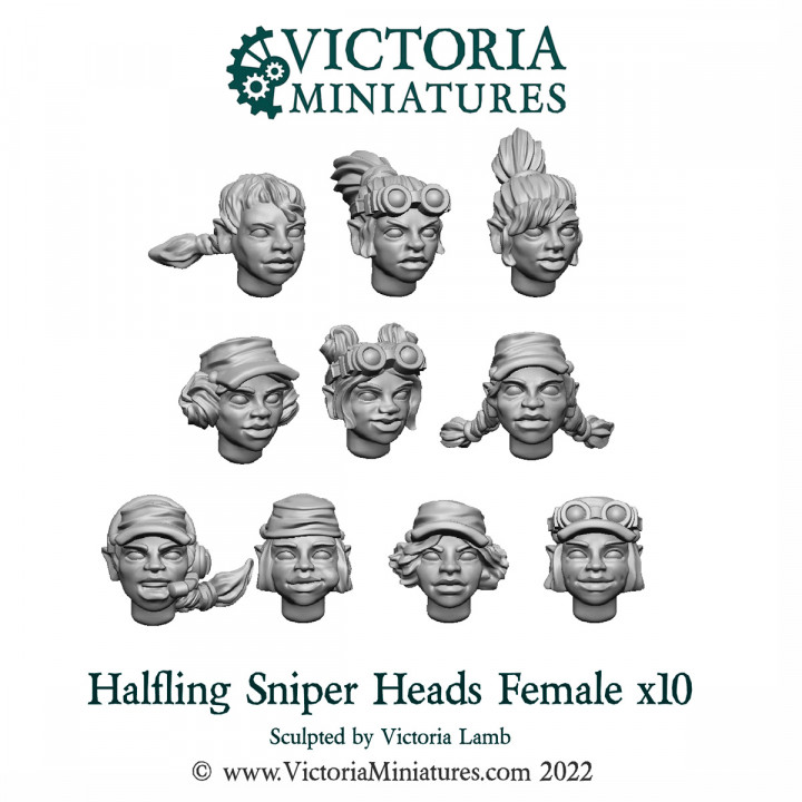 Halfling Sniper Heads Female x10