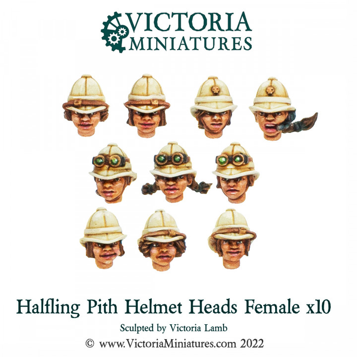 Halfling Heads with Pith Helmets Female x10 image