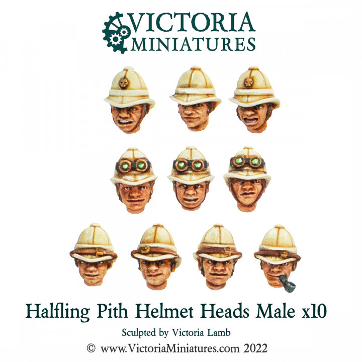 Halfling Heads with Pith helmets Male x10 image