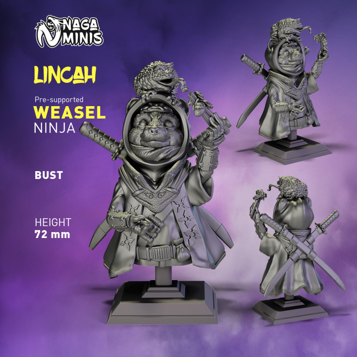 (Pre-supported) Weasel Folk Ninja Bust image