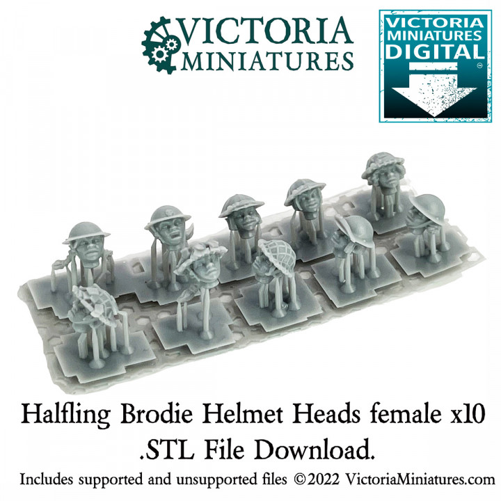 Halfling Brodie Helmet Heads Female x10 image