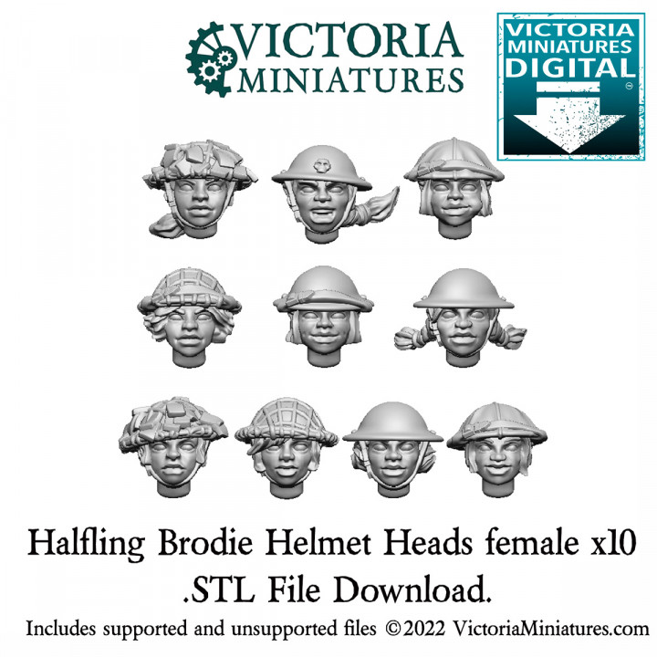 Halfling Brodie Helmet Heads Female x10 image