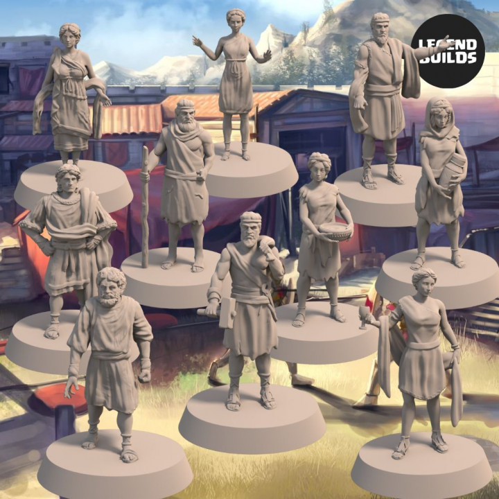 Civilians of The City of Eros Bundle (10 unique miniatures) - 3D Printable Miniatures image