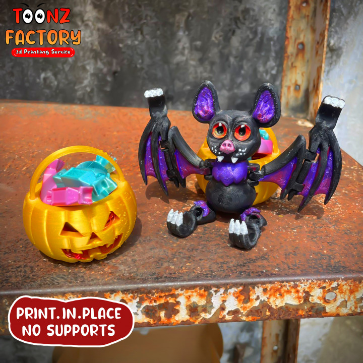 FLEXI PRINT IN PLACE CUTE HALLOWEEN BAT ARTICULATED image