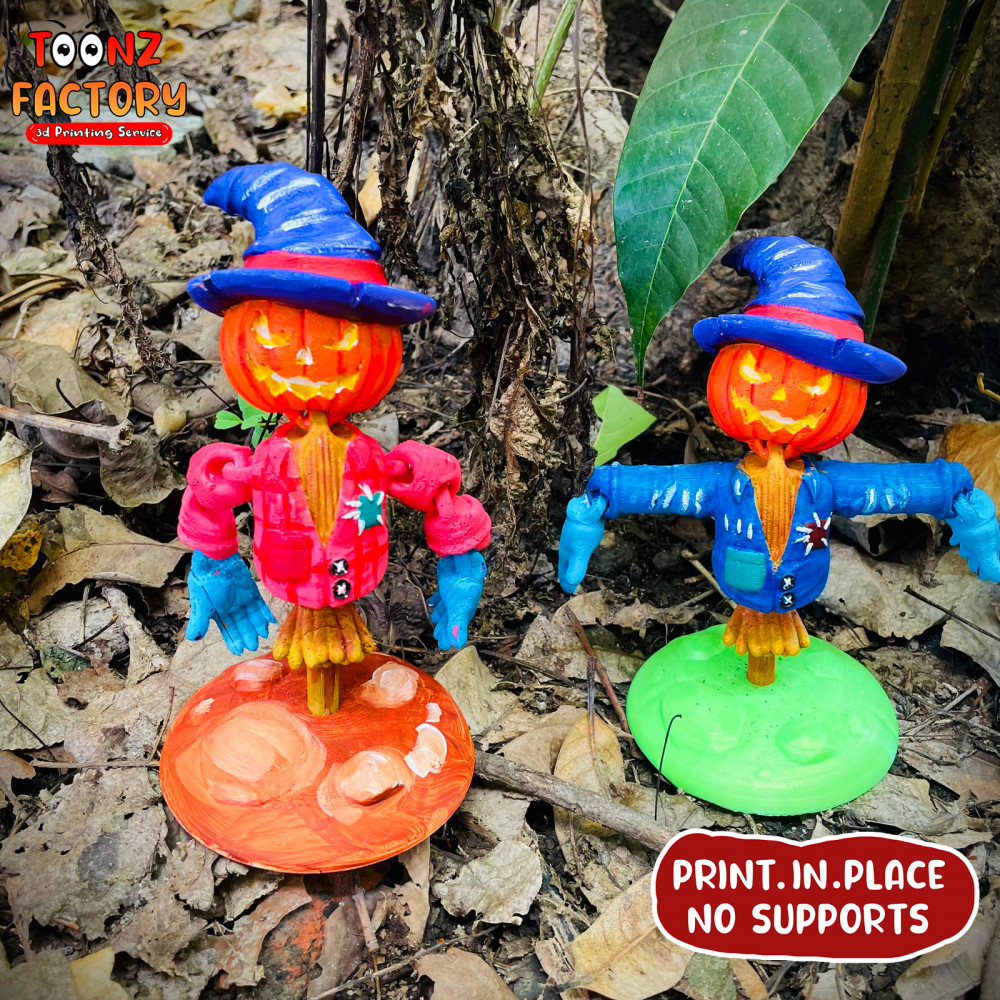 3D Printable FLEXI PRINT-IN-PLACE SCARE CROW ARTICULATED by Toonz
