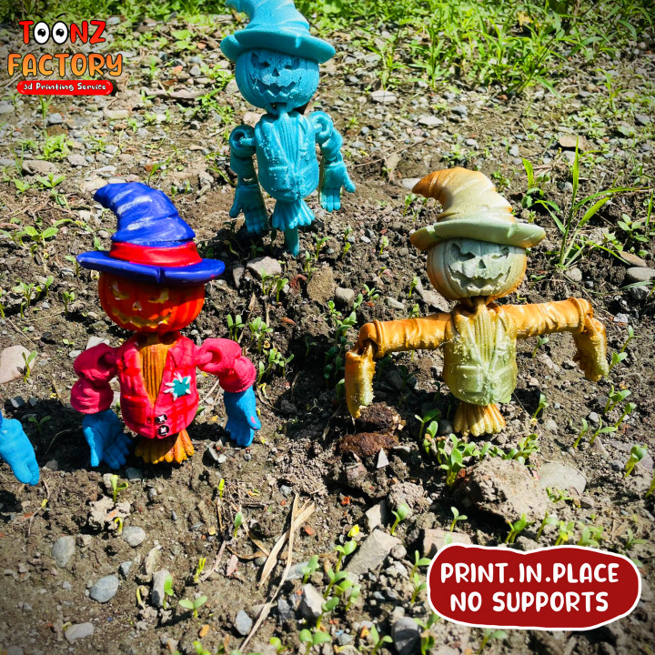 3D Printable FLEXI PRINT-IN-PLACE SCARE CROW ARTICULATED by Toonz