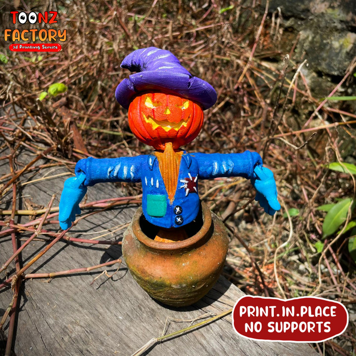 3D Printable FLEXI PRINT-IN-PLACE SCARE CROW ARTICULATED by Toonz