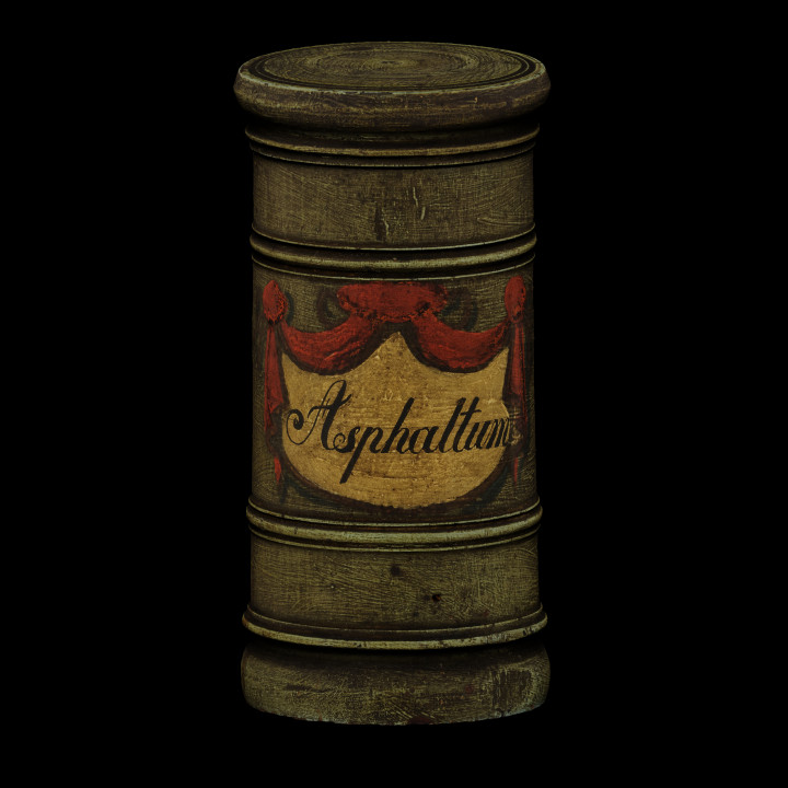 Apothecary vessel for natural asphalt image