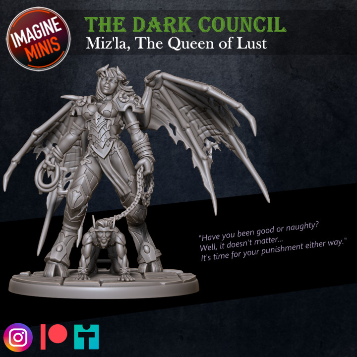 3D Printable The Dark Council - Miz'la, Queen Of Lust by Imagine Minis