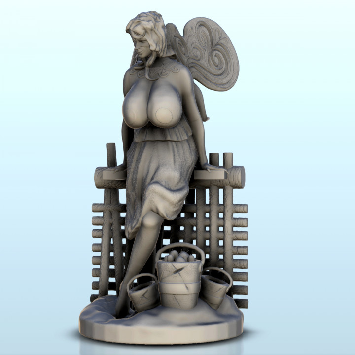 Double winged fairy with barrier and fruit baskets (censored version) (9) - miniatures erotica woman figure image