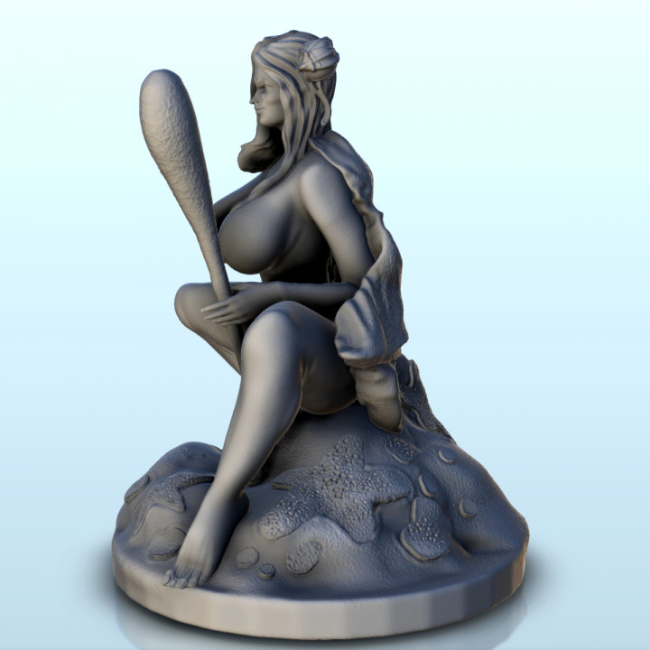 Mermaid with club on rock (nsfw version) (19) - miniatures erotica woman figure image