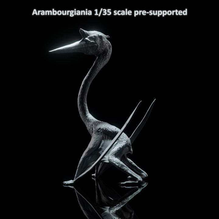 Arambourgiania sitting 1-35 scale pre-supported pterosaur image