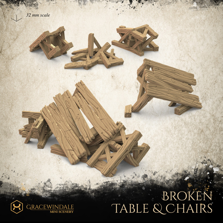 Broken Table and Chairs