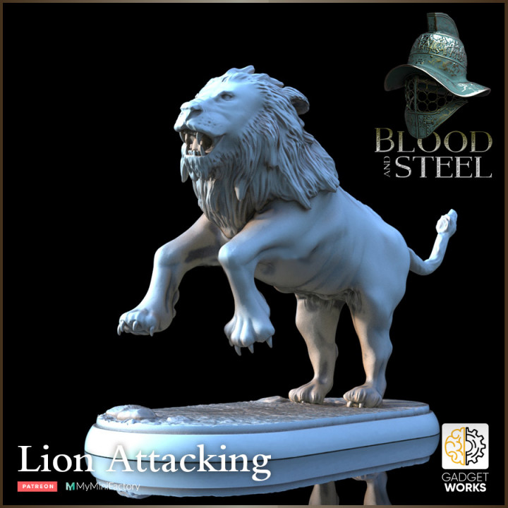Lion Attacking - Blood and Steel image