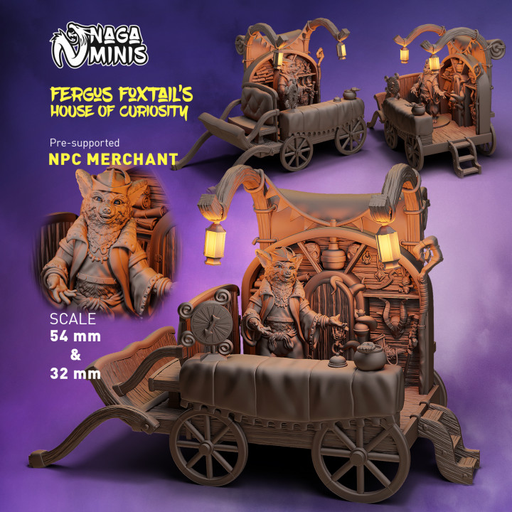 (Pre-supported) Fergus Foxtail's House Of Curiosity (Magic Shop Cart with Fox Folk Merchant NPC)) image