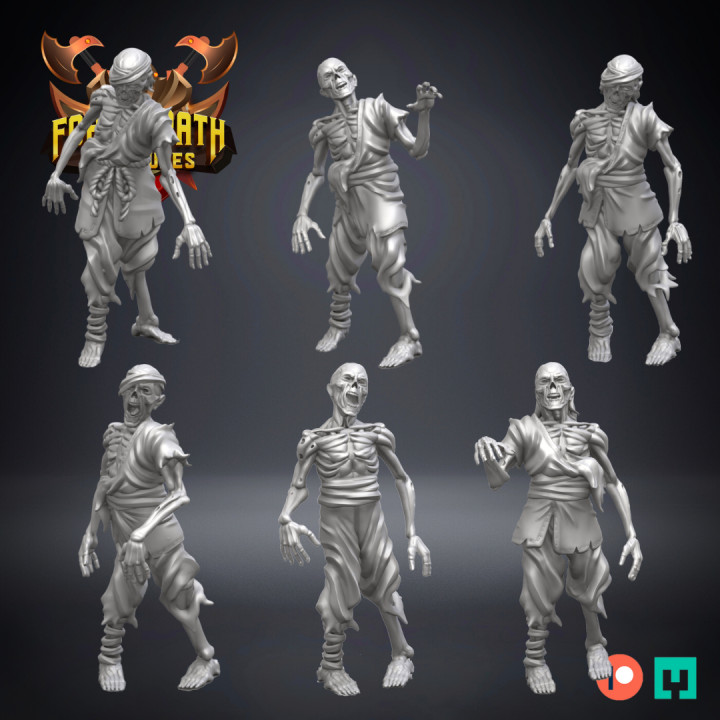 3D Printable Hi-Nin Skeleton Zombies - Undead Samurai by