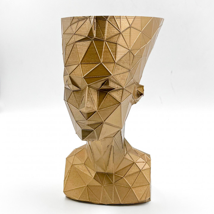 Nefertiti Planter Pot Voronoi Low Poly image