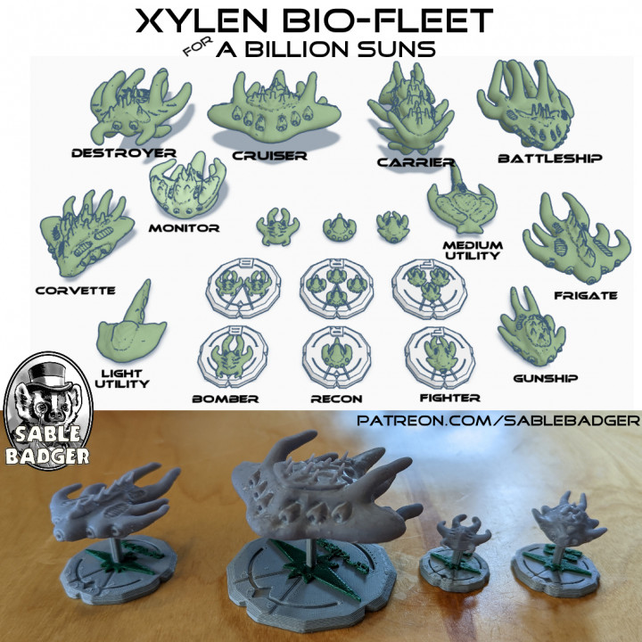 3D Printable A Billion Suns - The Xylen Fleet of Bio-Organic Spaceships ...