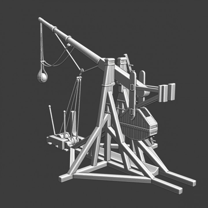 Large medieval counterweight catapult image