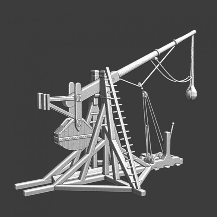 Large medieval counterweight catapult image