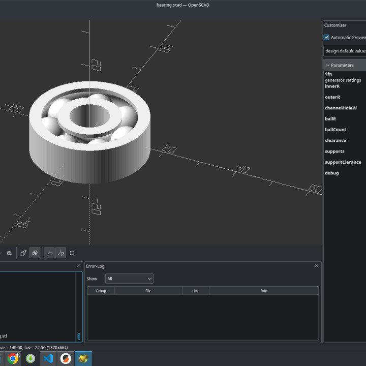 Parametric fully assembled ball bearing
