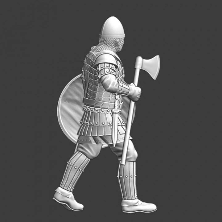 Medieval Varangian guard - walking with axe