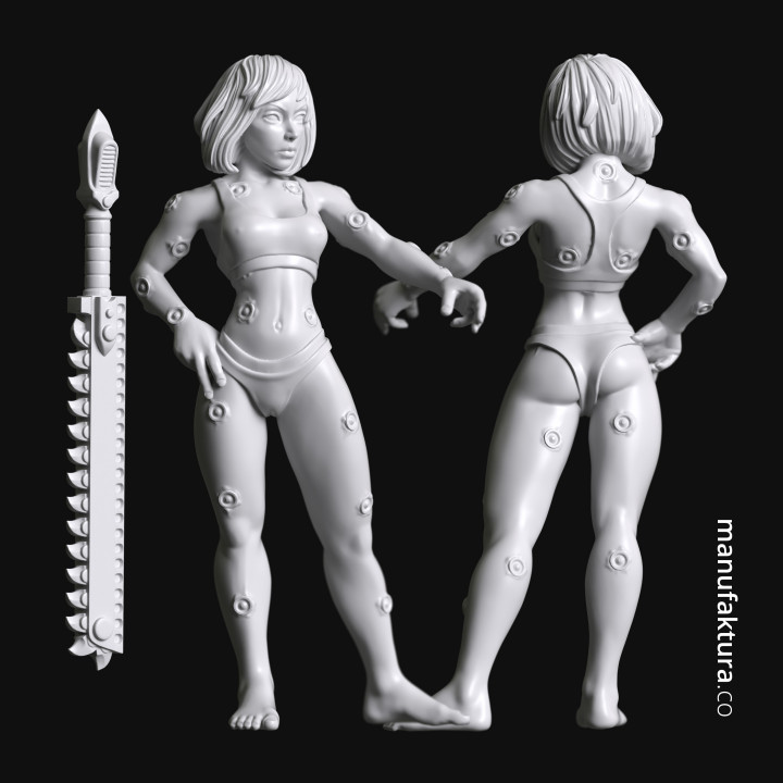 Sedition Series 05a – Gene-enhanced Female Battle Sister with Chainsaw Sword image