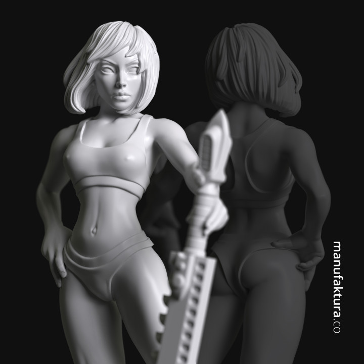 Sedition Series 05b – Gene-enhanced Female Battle Sister with Chainsaw Sword image